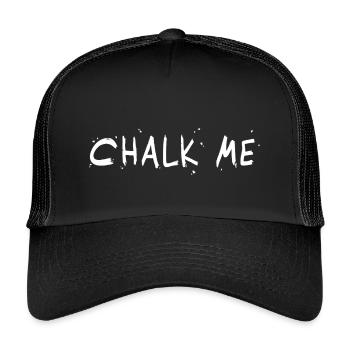 Chalk Me, Kreide Schriftzug - Boulder/ Kletter Pun - Kinder Trucker-Cap - Schwarz/Schwarz - Vorne