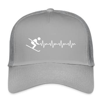 Ski Skifahrer Skifahren EKG Herzschlag - Kinder Trucker-Cap - Hellgrau - Vorne