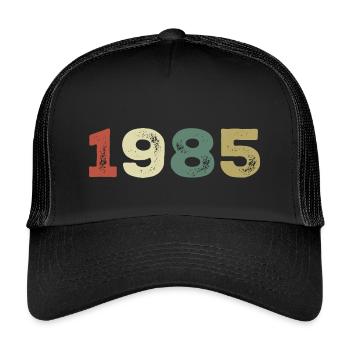 1985 Jahrgang 1985 - Kinder Trucker-Cap - Schwarz/Schwarz - Vorne