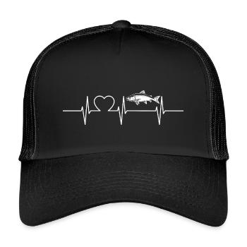Lachse Lachs - Kinder Trucker-Cap - Schwarz/Schwarz - Vorne