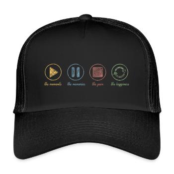 Achtsamkeit, Momente, Erinnerungen, Glück - Kinder Trucker-Cap - Schwarz/Schwarz - Vorne