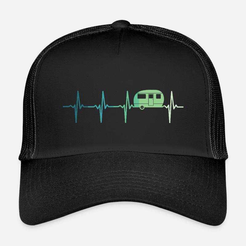 Karawanenherzschlag Camping Wohnwagen - Kinder Trucker-Cap - Schwarz/Schwarz