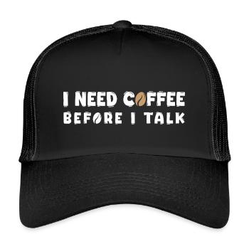 Ich brauche Kaffee, bevor ich lustige Kaffeeliebhaber Gif rede - Kinder Trucker-Cap - Schwarz/Schwarz - Vorne