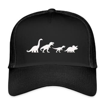 Dino-Silhouetten im Retro-Style - Kinder Trucker-Cap - Schwarz/Schwarz - Vorne
