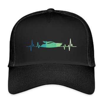 bateau à moteur battement de coeur yacht capitaine - Casquette trucker enfant - noir/noir - Devant
