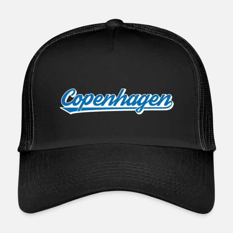 Lettrage de Copenhague Graphique bleu-blanc - Casquette trucker enfant - noir/noir