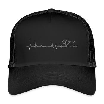 Heartbeat Origami Dog - Kids’ Trucker Cap - black/black - Front
