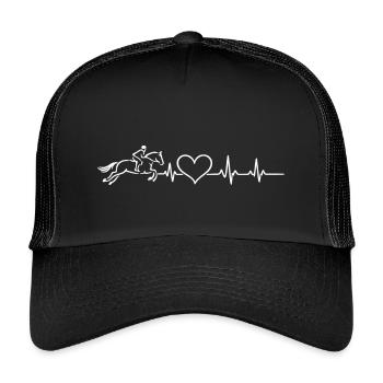 Horses Heartbeat – Show Jumping Equestrian Sports - Kids’ Trucker Cap - black/black - Front