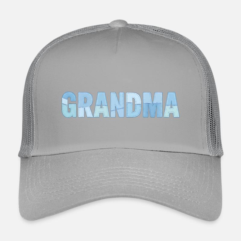 Nähte der Oma – Blau gestickt Patchwork Kinder Trucker-Cap