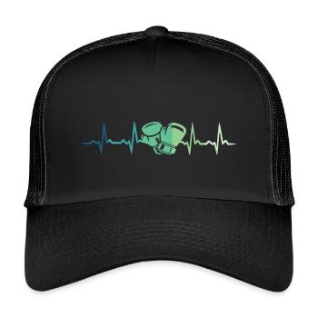 Boxing Gift Boxing Heartbeat Martial Arts - Kids’ Trucker Cap - black/black - Front