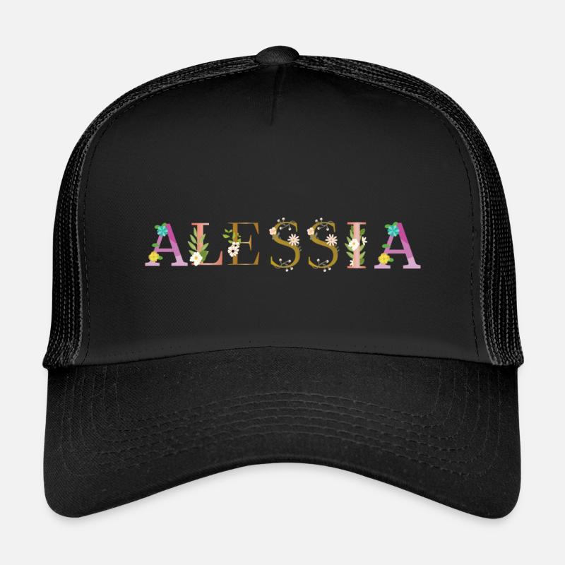 ALESSIA Name mit Blumen geschmückt Kinder Trucker-Cap