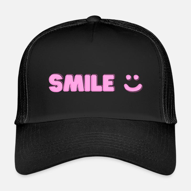 Lächeln-Print - Kinder Trucker-Cap - Schwarz/Schwarz