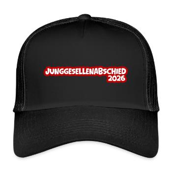 Junggesellenabschied 2026 - Kinder Trucker-Cap - Schwarz/Schwarz - Vorne