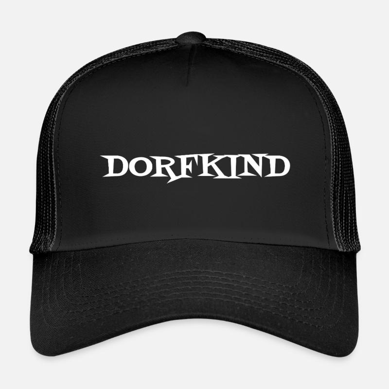 Dorfkind Handlettering - Kinder Trucker-Cap - Schwarz/Schwarz