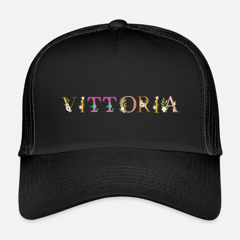 Le nom VITTORIA est décoré de fleurs Casquette trucker enfant