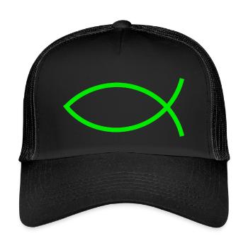 Jésus poisson vert Ichthys poisson poisson poisson poisson - Casquette trucker enfant - noir/noir - Devant