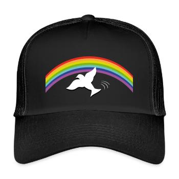 RAINBOW Regenbogen avec colombe de la paix - Casquette trucker enfant - noir/noir - Devant