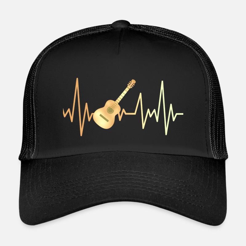 E-Gitarre und Herzfrequenz - Kinder Trucker-Cap - Schwarz/Schwarz