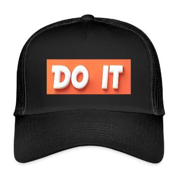 DO IT! Personalisierbar - Kinder Trucker-Cap - Schwarz/Schwarz - Vorne