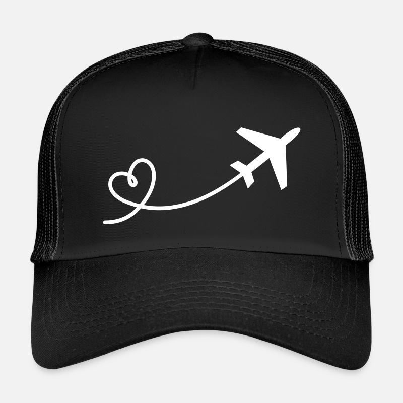 Flugzeug Herz - Kinder Trucker-Cap - Schwarz/Schwarz