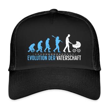 Werdender Vater EVOLUTION DER VATERSCHAFT Lustig - Kinder Trucker-Cap - Schwarz/Schwarz - Vorne