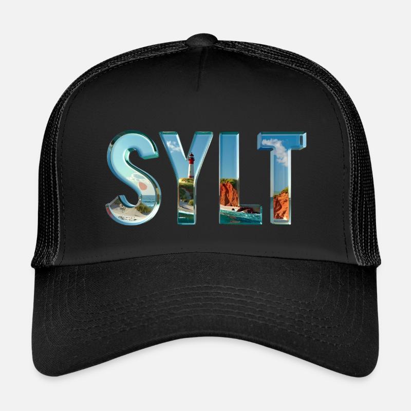 SYLT – maritim, elegant, nordisch - Kinder Trucker-Cap - Schwarz/Schwarz