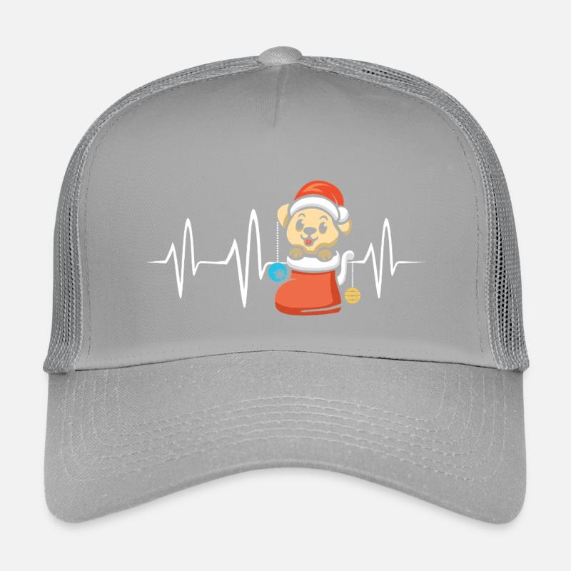 Weihnachtswelpe mit Herzschlaglinie Kinder Trucker-Cap