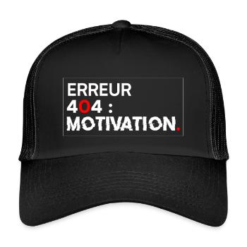 ERREUR 404 Motivation Humour Informatique - Casquette trucker enfant - noir/noir - Devant