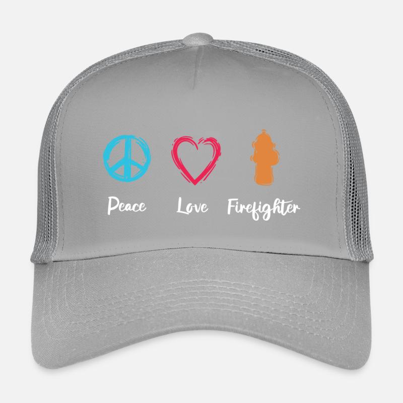 Peace Love Firefighter Kinder Trucker-Cap