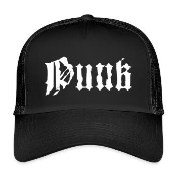 Conception typographique punk grunge gothique - Casquette trucker enfant - noir/noir - Devant