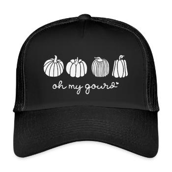 Pumpkins Illustration with Text LARP - Kids’ Trucker Cap - black/black - Front