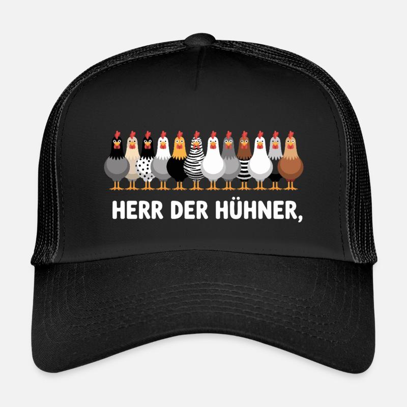 Herr Der Hühner Lustige Hühnergrafik - Kinder Trucker-Cap - Schwarz/Schwarz