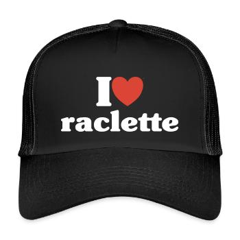 J'aime La Raclette Love Humour Fromage Cadeau Ski  - Casquette trucker enfant - noir/noir - Devant
