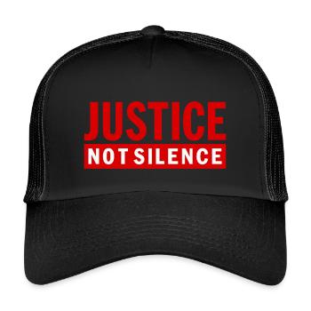 Justice Not Silence Gerechtigkeit Statement - Kinder Trucker-Cap - Schwarz/Schwarz - Vorne