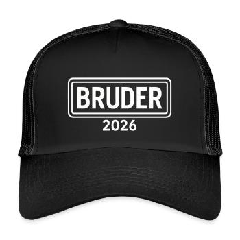 BROTHER 2026 Proud Sibling Announcement - Kids’ Trucker Cap - black/black - Front