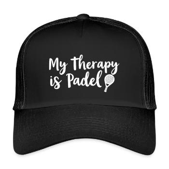 Ma thérapie est basée sur le style de vie Padel Sport Saying - Casquette trucker enfant - noir/noir - Devant