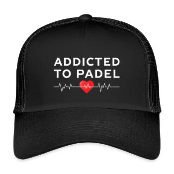 Addicted to Padel Heartbeat Sport Statement - Kids’ Trucker Cap - black/black - Front