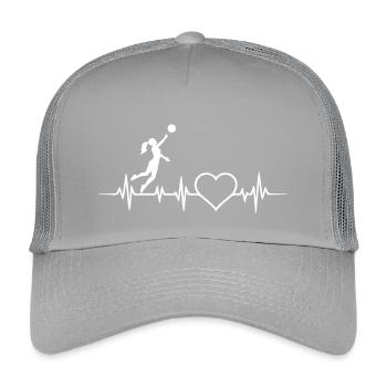 Volleyball EKG Herzschlag Puls Volleyballerin - Kinder Trucker-Cap - Hellgrau - Vorne