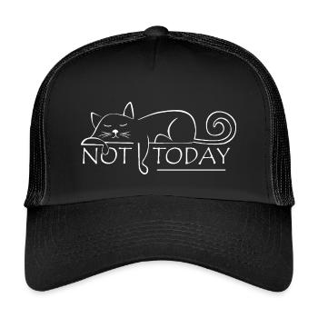 Not Today Cat – Funny Lazy Humor Quote - Kids’ Trucker Cap - black/black - Front