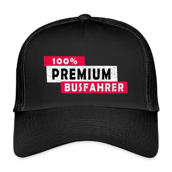 100% Premium Busfahrer Design / Geschenkidee - Kinder Trucker-Cap - Schwarz/Schwarz - Vorne