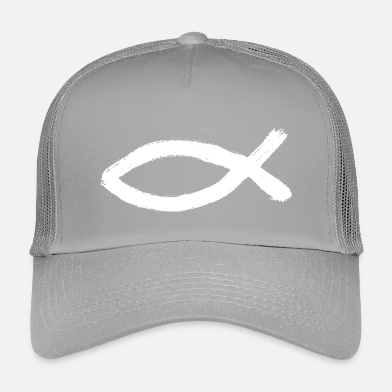 Jésus Poisson Blanc Ichthys Poisson Jésus Casquette trucker enfant