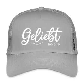 Geliebt, Bibelvers - Kinder Trucker-Cap - Hellgrau - Vorne