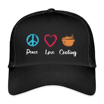 Paix, Amour, Cuisine - Casquette trucker enfant - noir/noir - Devant