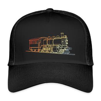 Lokomotive Retro Stil - Kinder Trucker-Cap - Schwarz/Schwarz - Vorne