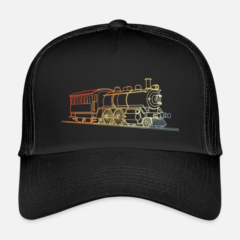 Lokomotive Retro Stil - Kinder Trucker-Cap - Schwarz/Schwarz