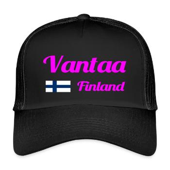 Vantaa Finnland Drucken - Kinder Trucker-Cap - Schwarz/Schwarz - Vorne