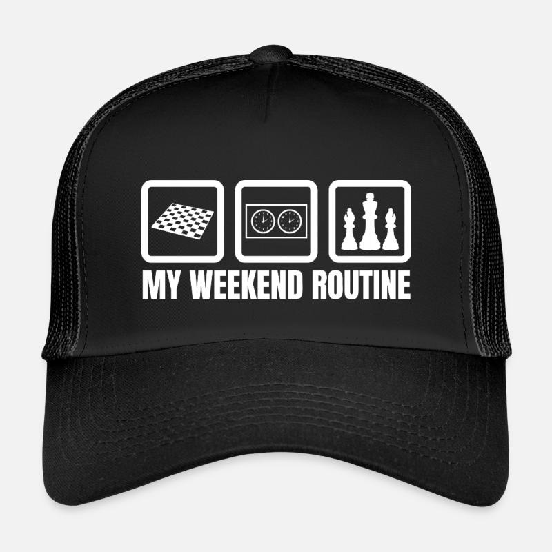Schachspieler Wochenende - Kinder Trucker-Cap - Schwarz/Schwarz