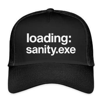 loading: sanity.exe - Kids’ Trucker Cap - black/black - Front