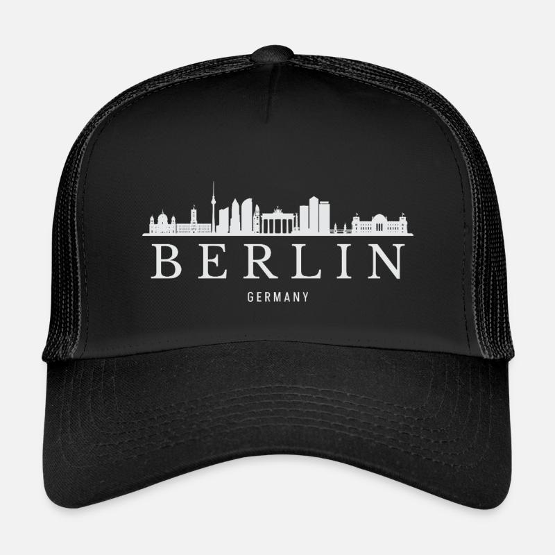 Berliner Skyline, Berlin, Deutschland - Kinder Trucker-Cap - Schwarz/Schwarz