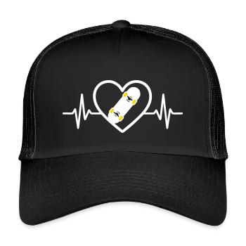 Skateboarding Heart Sport Urban Street Passion - Kids’ Trucker Cap - black/black - Front